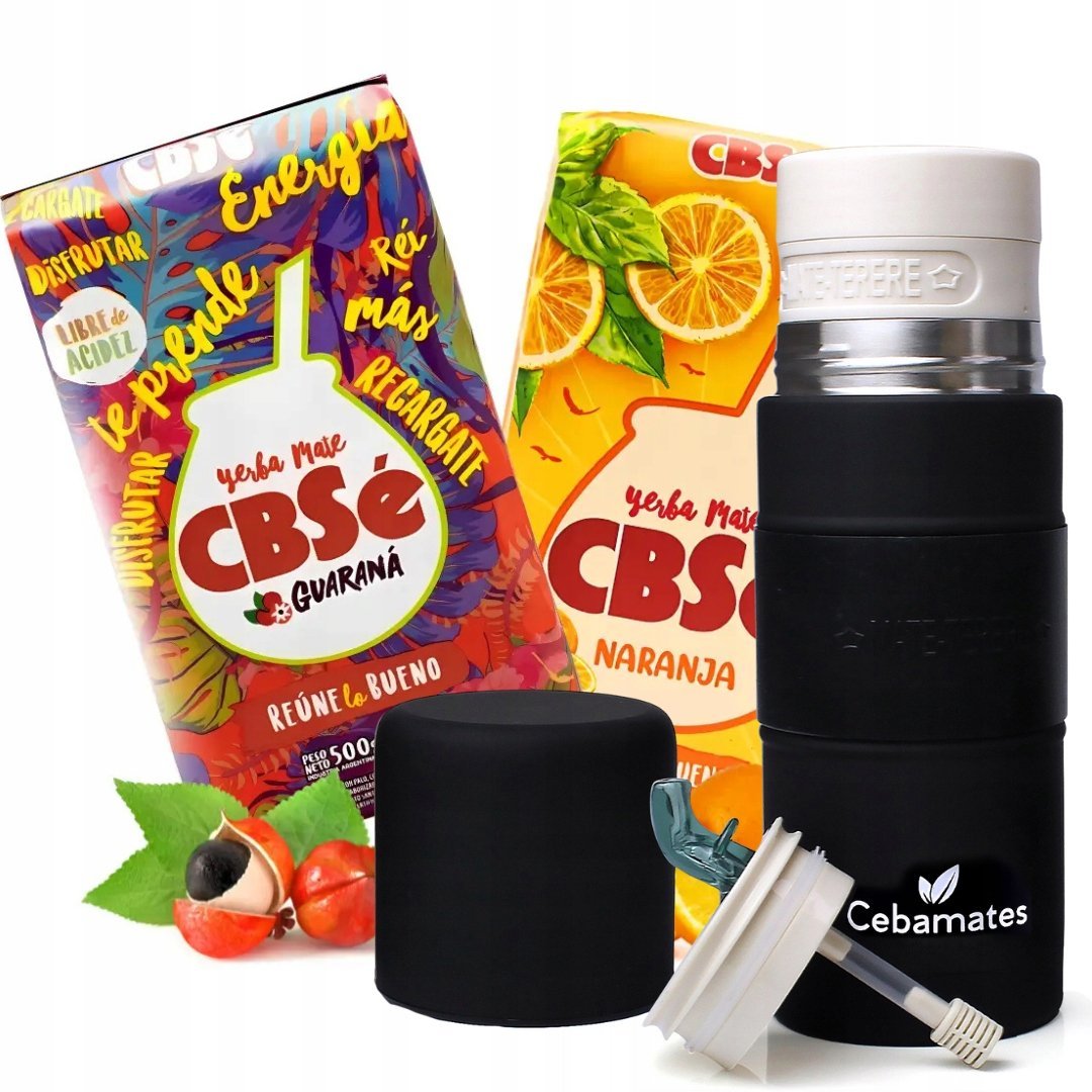 Zestaw Yerbomos Matero Bombilla Termos 3w1 - Owocowa Yerba Mate CBSe 2x500g