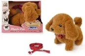 Zabawki interaktywne dla dzieci - Piesek chodzący na smyczy 14cm brązowy - Artyk - miniaturka - grafika 1