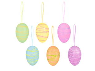 Zawieszki pisanki z brokatem - 6 cm - 6 szt. - Wielkanoc - miniaturka - grafika 1