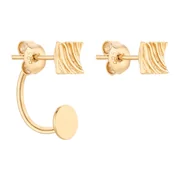 Kolczyki - Złote asymetryczne kolczyki z ozdobnymi kwadratami - miniaturka - grafika 1