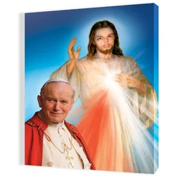 Obraz religijny na płótnie Jezus Ufam Tobie, Jezus Miłosierny, Ojciec Święty Jan Paweł II - Ikony i obrazy sakralne - miniaturka - grafika 1