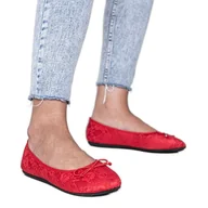 Baleriny - Czerwone balerinki koronkowe Alessandra - Inna marka - miniaturka - grafika 1
