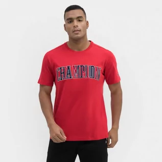 Koszulki sportowe męskie - Męski t-shirt z nadrukiem CHAMPION Rochester Crewneck T-Shirt - czerwony - grafika 1