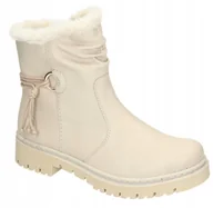 Botki damskie - RIEKER BOTKI BEŻOWE NA ZAMEK OCIEPLANE 38 Ż4C - miniaturka - grafika 1
