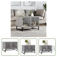 Ławy i stoliki kawowe - The Living Store Stolik kawowy ze szklanymi drzwiami Grey Sonoma 68,5x50x50 cm - miniaturka - grafika 1