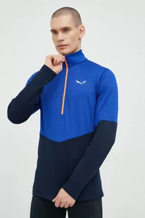 Bluzy męskie - Salewa bluza sportowa Puez Polarlite męska kolor niebieski gładka - grafika 1