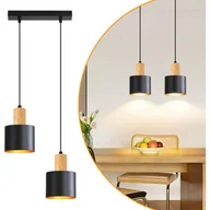 Lampy sufitowe - NETTLIFE Lampa wisząca vintage czarno-złota, żyrandol loft do jadalni E27, 2-punktowa lampa sufitowa nad stół i wyspę kuchenną, regulowana wysokość - miniaturka - grafika 1