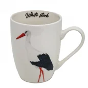 Kubki - Kubek w koszyczku porcelana elegancki Ptak Bocian biały 350 ml - miniaturka - grafika 1