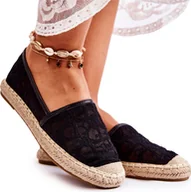 Espadryle damskie - Klasyczne Damskie Espadryle Ażurowe Czarne Catris 37 - miniaturka - grafika 1
