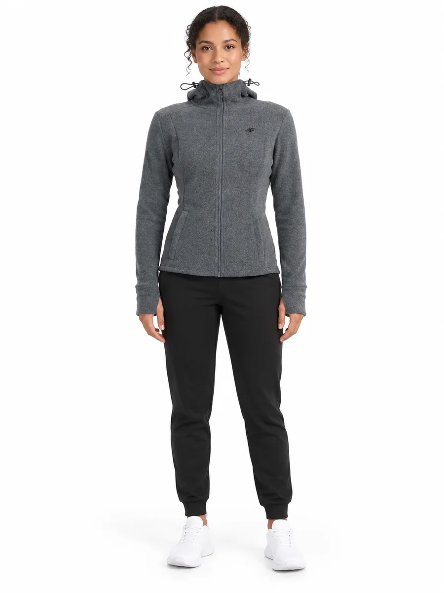 Polar z kapturem rozpinany damski 4F 4FWAW26TFLEF478-24M Szary XS