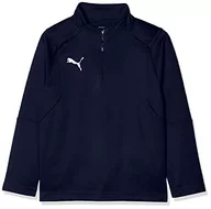 Bluzy dla dziewczynek - Puma Liga Training bluza dziecięca z zamkiem błyskawicznym 1/4 niebieski Peacoat-puma white 152 - miniaturka - grafika 1