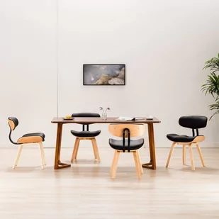 Lumarko Krzesła do jadalni, 4 szt., czarne, gięte drewno i ekoskóra - Krzesła - miniaturka - grafika 1