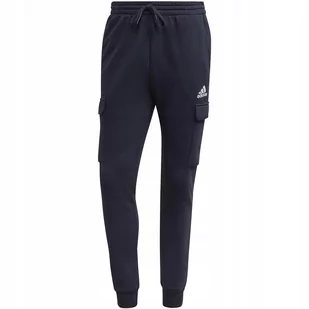 Spodnie męskie adidas Essentials Fleece Regular Tapered Cargo granatowe HL2 - Dresy męskie - miniaturka - grafika 1