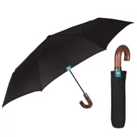 Parasole - Parasol męski Perletti Time automatyczny składany czarny z drewnianą rączką - miniaturka - grafika 1