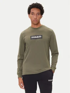 Napapijri Longsleeve S-Box Logo NP0A4I3M Khaki Regular Fit - Koszulki męskie - miniaturka - grafika 1