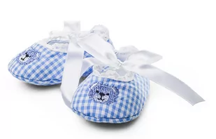 Śliczne bawełniane buciki niemowlęce r. 0-6 m-cy - Buty dla dziewczynek - miniaturka - grafika 1