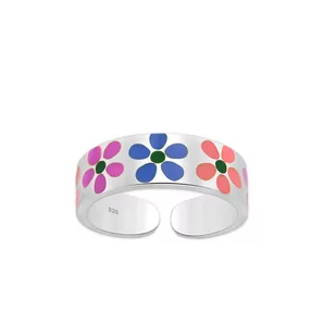 Srebrny pierścionek na palec u stopy kwiatki - Pierścionki - miniaturka - grafika 1