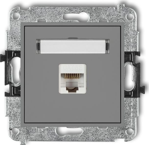 Karlik Karlik MINI Gniazdo komputerowe pojedyncze 1xRJ45 kat. 5e 8-stykowy szary mat 27MGK-1