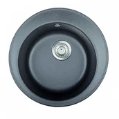 Zlewozmywaki - Brenor Zlewozmywak okrągły Rado czarny 38 cm - miniaturka - grafika 1