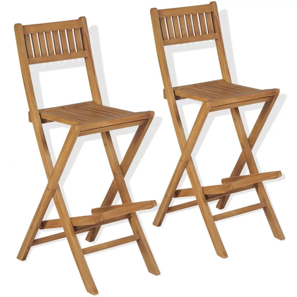 vidaXL Ogrodowe krzesła barowe, 2 szt., drewno tekowe, 39,5x61x114 cm