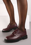 Półbuty damskie - Bordowe Casualowe Półbuty na Płaskiej Podeszwie ze Sznurowaniem Migola - Renee - miniaturka - grafika 1