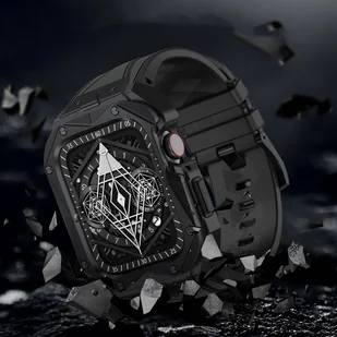 Kingxbar CYF140 2w1 pasek Apple Watch Ultra, SE, 8, 7, 6, 5, 4, 3, 2, 1 (49, 45, 44, 42  mm) z wbudowanym pancernym etui ze stali nierdzewnej czarny - Akcesoria do smartwatchy - miniaturka - grafika 8