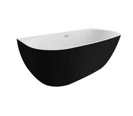 Wanny - Wanna przyścienna Polimat Risa 160x80 cm owalna czarny mat 00479 - miniaturka - grafika 1