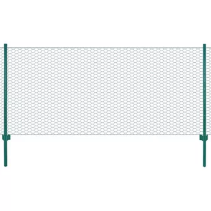 vidaxl Siatka ogrodzeniowa ze słupkami, stal, 25 x 0,5 m, zielony - Ogrodzenia - miniaturka - grafika 1