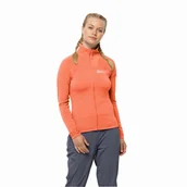 Kurtki damskie - Damska bluza polarowa Jack Wolfskin PRELIGHT FZ W digital orange - XS - miniaturka - grafika 1