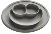 Miseczki i talerzyki dla dzieci - Bi-bi silikonowy talerzyk z podkładką szary - miniaturka - grafika 1