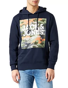 JACK & JONES Męska bluza z kapturem Jjpete Shape Sweat Hood, granatowy blezer, M - Bluzy męskie - miniaturka - grafika 1