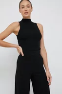 Swetry damskie - Calvin Klein kamizelka damski kolor czarny z półgolfem - miniaturka - grafika 1