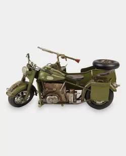 Motor Wojskowy z Bocznym Wózkiem i Strzelbą Model Metalowy - Figurki dekoracyjne - miniaturka - grafika 1