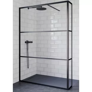 Riho Grid GB402 Walk-In kabina prysznicowa 100x30 cm wolnostojąca czarny mat/szkło Grid G004038121 - Kabiny prysznicowe - miniaturka - grafika 1