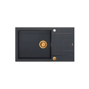 QUADRON Zlewozmywak EVAN 136 XL czarny, elementy miedziane, k.pneum. HCQE58650U8_PVDC1_P2O - Zlewozmywaki - miniaturka - grafika 1