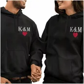 Bluzy męskie - Bluzy Dla Par Inicjały Serce Bluza Prezent Nawalentynki Zakochanych Xl+imie - miniaturka - grafika 1