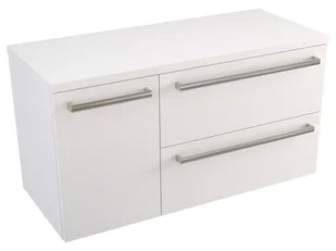 Szafka Wisząca Z Blatem ATH 90 cm D Prawa - Biały Mat - Uchwyty Stal Szczotkowana - Szafki łazienkowe - miniaturka - grafika 1