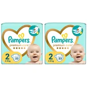 Pieluchy - 2x Pieluchy PAMPERS Premium Care roz 2 (4-8 kg) 23 szt - miniaturka - grafika 1