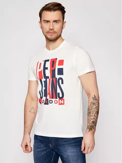 Koszulki męskie - Pepe Jeans T-Shirt Davy PM507739 Biały Regular Fit - grafika 1