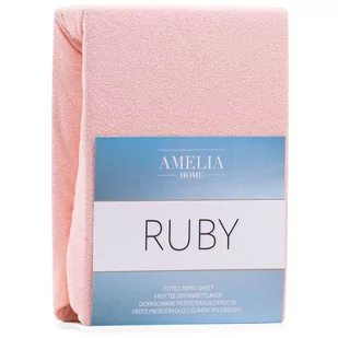 AmeliaHome AmeliaHome  Prześcieradło z gumką Frotte Łososiowe RUBY 140-160x200+30 cm - Pościel - miniaturka - grafika 1