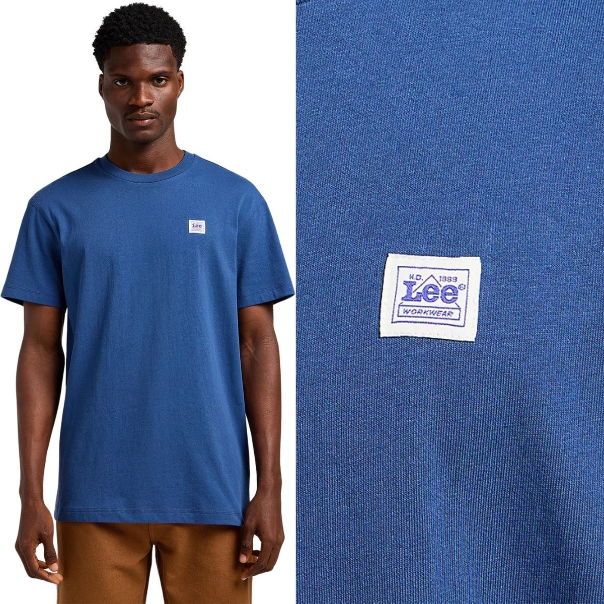 Lee WORKWEAR WW TEE DramaBlue NIEBIESKA BAWEŁNIANA LUŹNA KOSZULKA T-SHIRT M