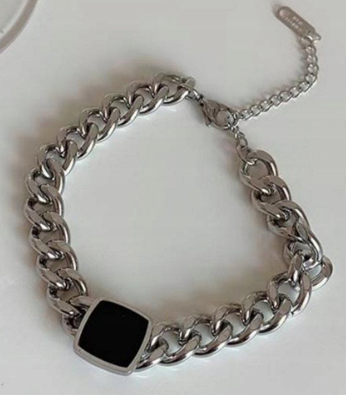 Srebrna Elegancka Bransoletka Łańcuszek Cyrkonia Stal Szlachetna Prezent