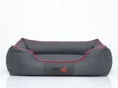 Legowiska dla psów - Hobbydog Legowisko dla psa 140x115 cm Szary z czerwoną lamówką XXXLCORSCL12 - miniaturka - grafika 1