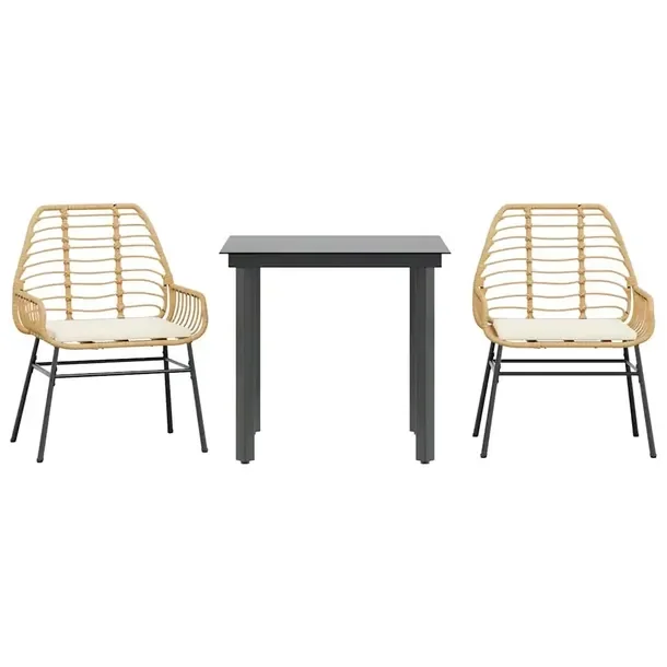 Zestaw Mebli Ogrodowych Rattan PE, Stół 80x80x74 cm, Krzesła 57x60x86 cm