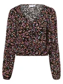 Bluzki damskie - Vila - Bluzka damska  VIBellaya, czarny|wielokolorowy|lila - miniaturka - grafika 1