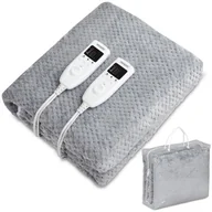 Poduszki, koce i materace lecznicze - Koc elektryczny Coral Fleece Szary 160x140 Z Timerem - miniaturka - grafika 1