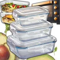 Pojemniki kuchenne - SZKLANE POJEMNIKI NA ŻYWNOŚĆ DO PRZECHOWYWANIA ŻAROODPORNE BOX 2150ML 3SZT - miniaturka - grafika 1