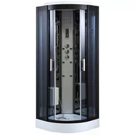 Kabiny z hydromasażem - Kabina prysznicowa sauna parowa hydromasaż półokrągła zabudowana czarna 80x80 MO-0513ABS - miniaturka - grafika 1