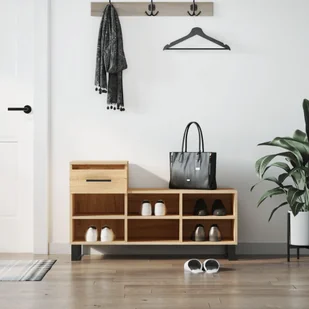 Stojak na buty dąb sonoma 102x36x60 cm materiał drewnopochodny - Szafki na buty - miniaturka - grafika 1