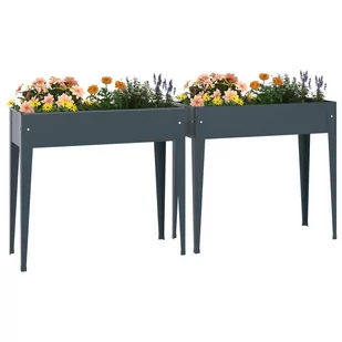 Donice ogrodowe, 2 szt., szare, stal galwanizowana Lumarko - Donice - miniaturka - grafika 4